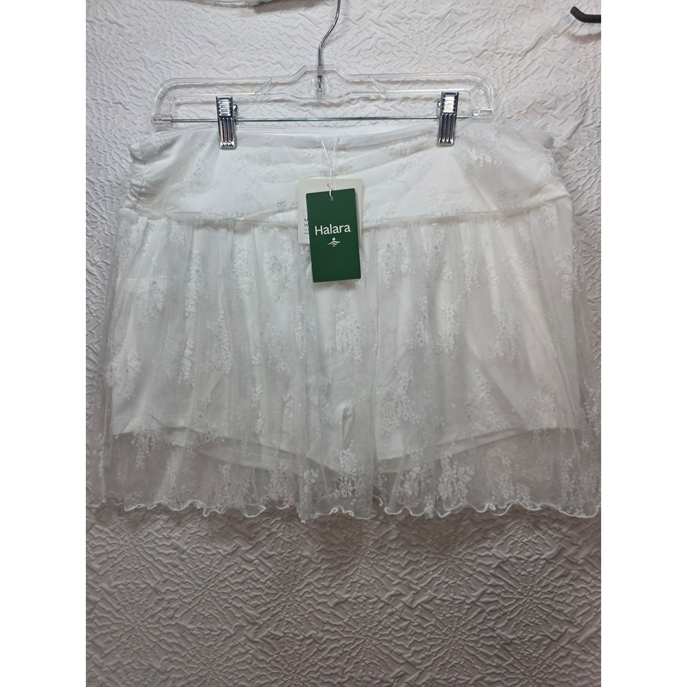 Halara Lace 2-in-1 Mini Skort Women XL White NWT Athletic Built-in Short Regular
